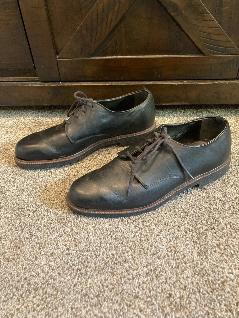 Vintage Mario DeGerard Black Leather Derby Shoes Made in USA Men’s 8.5